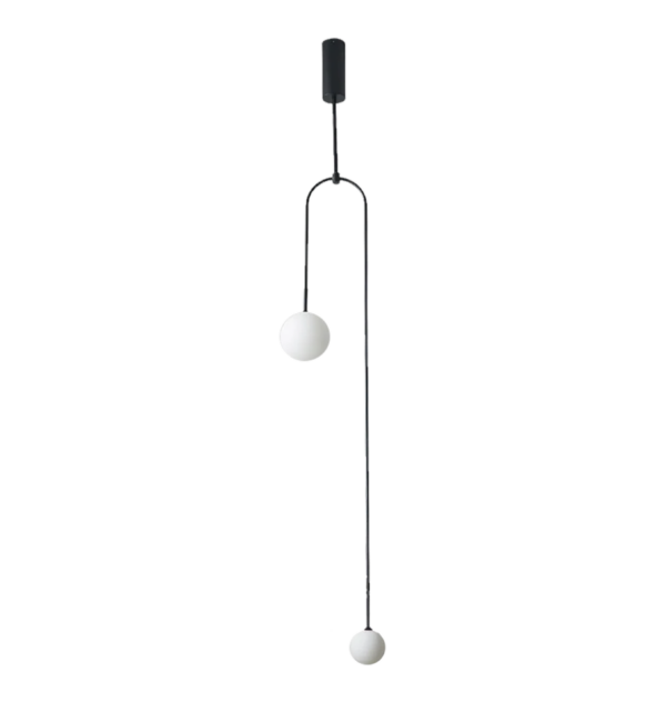 LUMINARIA COLGANTE DECORATIVA DE TECHO 2XG9 110-240V ACABADO: NEGRO + VIDRIO OPAL, D:30CM * H-120CM