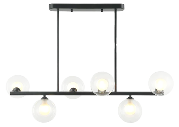 LUMINARIA COLGANTE DECORATIVA DE TECHO 6XG9 110-240V ACABADO EN VIDRIO BLANCO CLARO + NEGRO D:80CM H-62CM