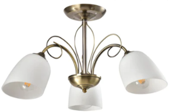 LUMINARIA DECORATIVA DE TECHO 3XE27 100-240V ACABADO VIDRIO OPAL METAL AB BY D:570* 300MM