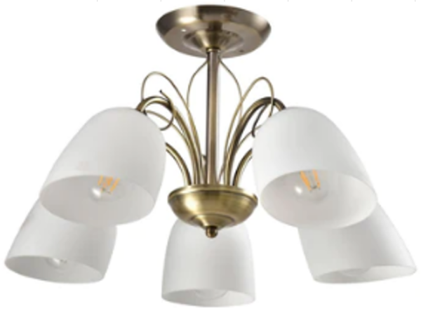 LUMINARIA DECORATIVA DE TECHO 5XE27 100-240V ACABADO VIDRIO OPAL METAL AB BY, D: 590MM*300MM