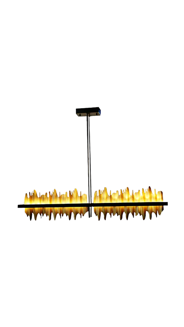 LUMINARIA COLGANTE DECORATIVA DE TECHO LED 48W 3000K 100-240V ACABADO CUERPO DE METAL NEGRO + PLATEADO D: L-1320MM W-150MM H-220MM