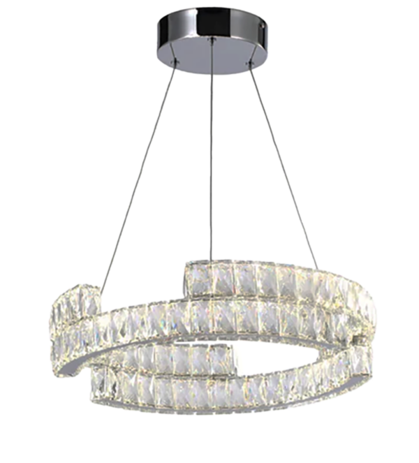 LUMINARIA COLGANTE DECORATIVA DE TECHO LED 48W 3000K 100-240V ACABADO CROMADO + CRISTAL D:500MM*1500MM