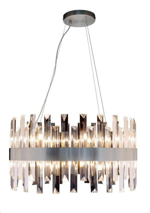 LUMINARIA COLGANTE DE TECHO DECORATIVA DE CRISTAL 14XG9 100-130V ACABADO SATIN NICKEL + PANTALLA CRISTAL D: 550MM*1500MM