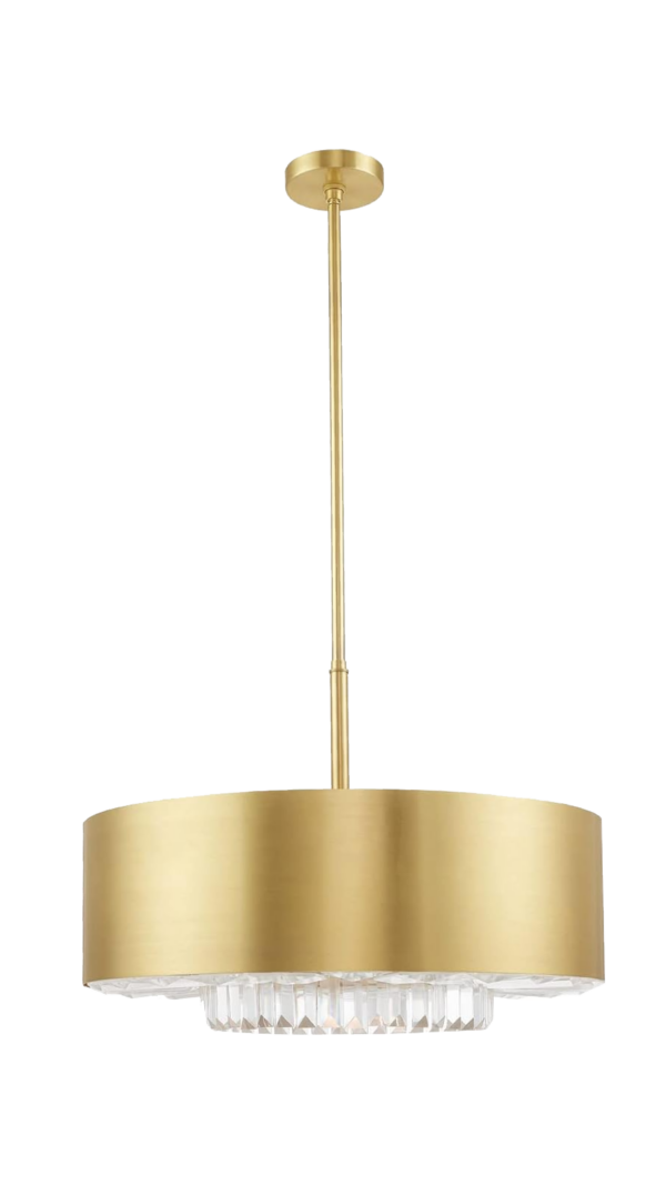 LUMINARIA COLGANTE DE TECHO DECORATIVA DE CRISTAL 9XE12 110-240V ACABADO METAL GOLD PLATING + CRISTAL CLARO, D:600MM H-550MM