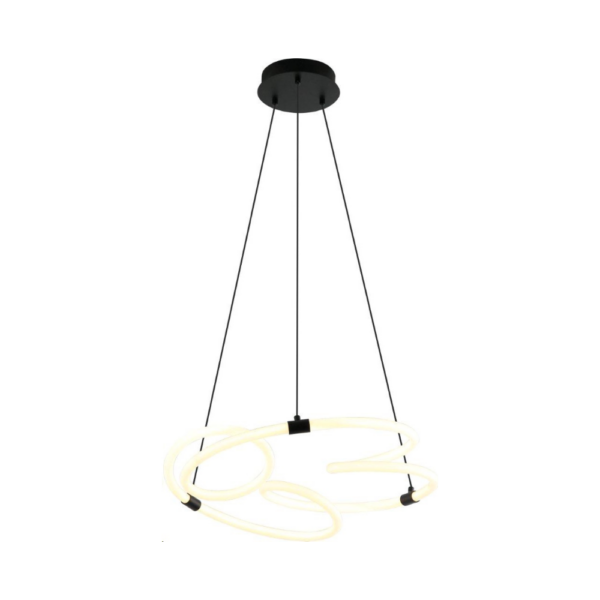 LUMINARIA COLGANTE DE TECHO DECORATIVA LED 42W 4000K 100-240V ACABADO CANOPY NEGRO CABLE NEGRO + MATERIAL IRON + ACRILICO, D:L-570MM* W-570MM* H-820MM,