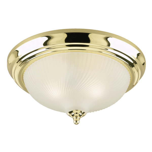 LUM PLAFON DECORATIVO BRONZE PULIDO 2XE27, ALTO 6-1/8" DIAMET 13" 120V / ACABADO METAL Y VIDRIO OPALINO