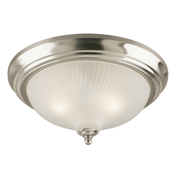 LUM PLAFON DECORATIVO NIQUEL PULIDO  2XE27, ALTO 6-1/8" DIAMET 13" 120V / ACABADO METAL Y VIDRIO OPALINO