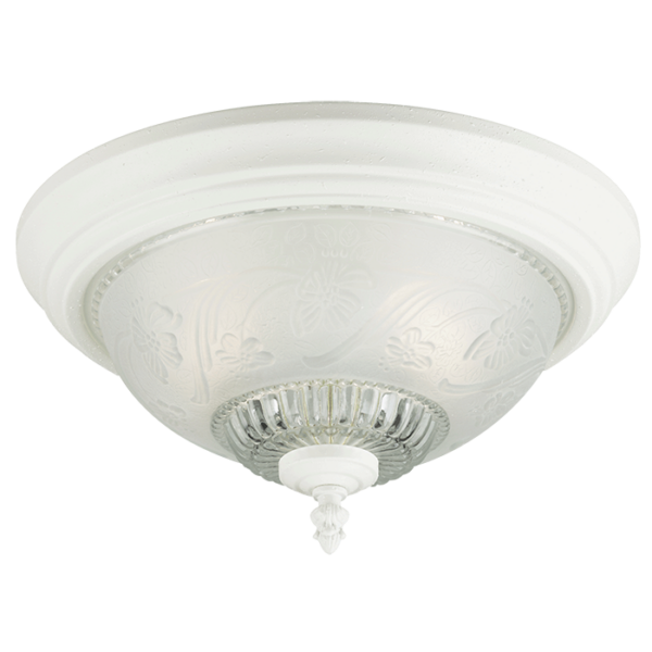 LUM PLAFON DECORATIVO BLANCO 2XE27, ALTO 7" DIAMET 13-1/4" 120V / ACABADO METAL Y VIDRIO OPALINO