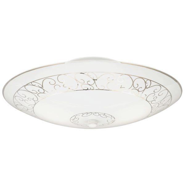 LUM DE TECHO REDODNO DECORATIVA BLANCA  2XE27, ALTO 6-1/4" DIAMET 13" 120V/METAL-VIDRIO