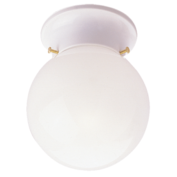 LUM PLAFON DECORATIVO GLOBO BLANCO 1XE27, ALTO 7-1/4" DIAMET  6" 120V/ METAL Y VIDRIO