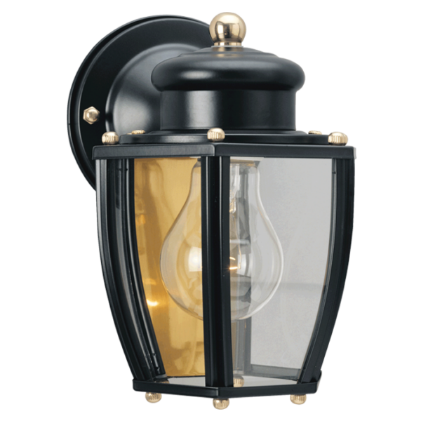 LUM DE PARED FAROL NEGRO MATTE  1XE27 MEDIDA 7-3/4" X 6" 120V/ALUMINIO Y VIDRIO