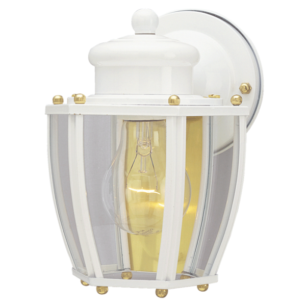 LUM DE PARED FAROL BLANCO  1XE27 MEDIDA 7-3/4" X 6" 120V/ALUMINIO Y VIDRIO