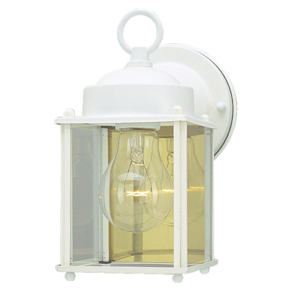 LUM DE PARED FAROL BLANCO  1XE27 MEDIDA 8-1/4" X 4-1/2" 120V /ACERO Y VIDRIO