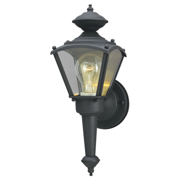 LUM DE PARED FAROL NEGRO 1XE27 MEDIDA 13.5" X 4.75" 120V/ACERO Y VIDRIO