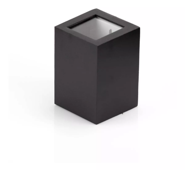 LUM DE PARED T/SPOT RECTANGULAR COLOR NEGRO DE ACERO Y VIRDIO IP43 MV