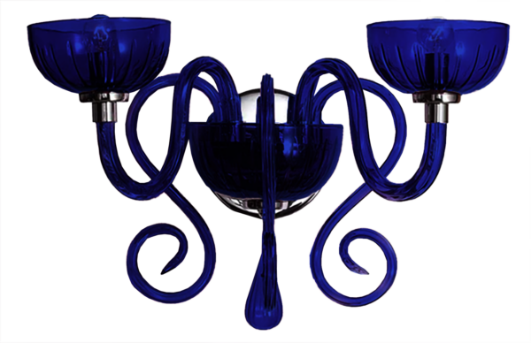 LUMINARIA DECORATIVA DE PARED 2XE12 ACABADO VIDRIO COLOR AZUL D: W500MM E380MM H330MM