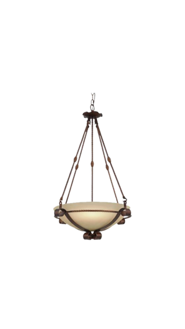 LUMINARIA DECORATIVA COLGANTE DE TECHO 3XE27 ACABADO BRONZE + VIDRIO MURANO FROSTED - W-21", H-31"