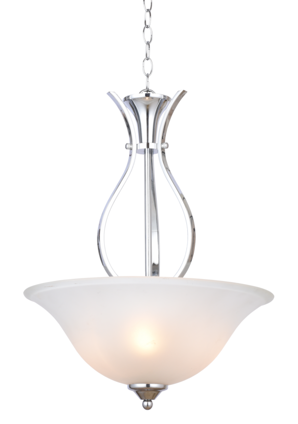LUMINARIA DECORATIVA COLGANTE DE TECHO 3XE27 110-240V ACABADO EN SATIN NICKEL + PANTALLA VIDRIO FROSTED D:410MM H-540MM,