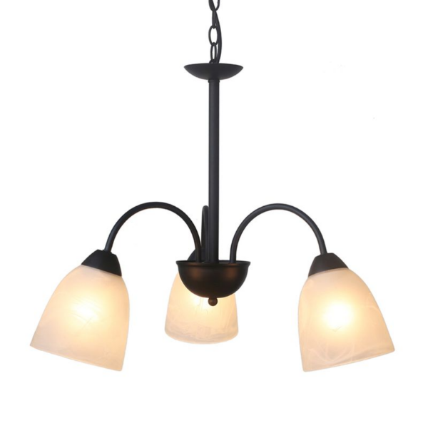 LUMINARIA DECORATIVA COLGANTE DE TECHO 3XE27 110-240V  ACABADO EN METAL+ VIDRIO MARBLE  D-460 H-460 -1000MM