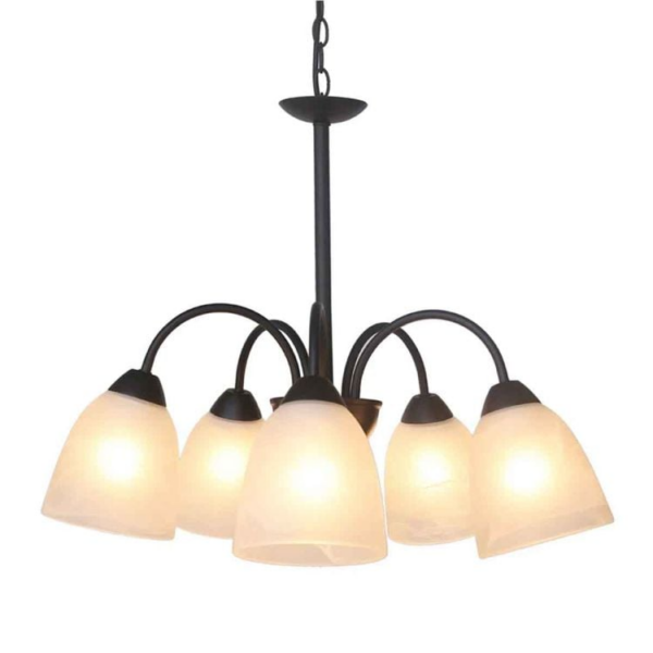 LUMINARIA DECORATIVA COLGANTE DE TECHO 5XE27 110-240V ACABADO EN METAL + VIDRIO MARBLE - D-520 H-520 -1000MM