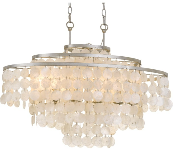 LUM COLGANTE MOD.BRIELLE /CANDELABRO 6XE12 ACABADO METAL GRIS ANTIGUO/CONCHAS DE CAPIZ 30"ancho X 22.5" alto