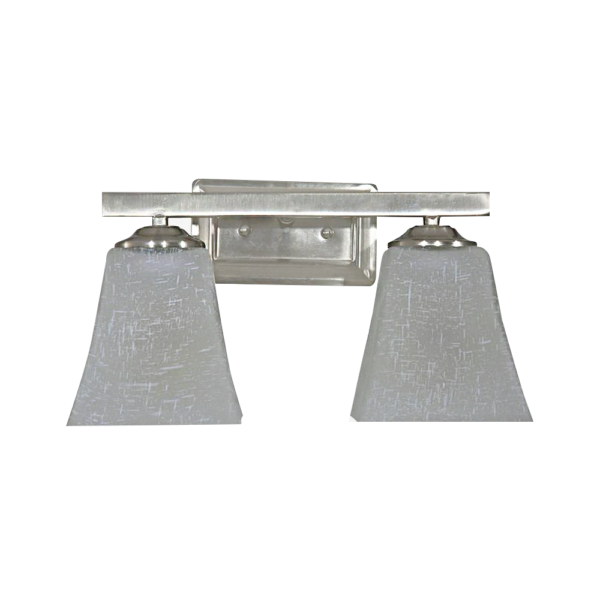 LUMINARIA DECORATIVA DE PARED MODERNA 2XE27 110/240V, ACABADO EN SATIN NIQUEL + FROSTED GLASS, W:330MM E-190MM H-250MM