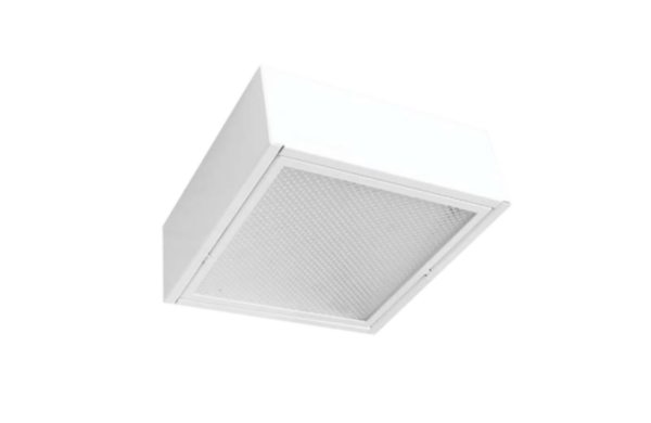 Luminaria superficial 1415 Quadrat 1"X1" con rosa para  1 bombillo 1xE27 120-277V /Dif prismatico